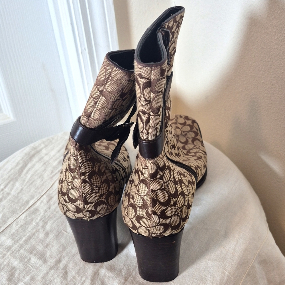 Coach Brown and Tan Heeled Booties Size 8.5 - Picture 3 of 7